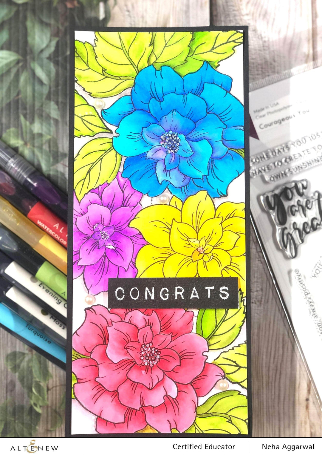 Altenew Stamp & Die & Stencil Bundle Courageous You Stamp & Die & Simple Coloring Stencil Bundle