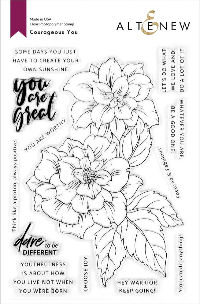 Altenew Stamp & Die & Stencil Bundle Courageous You Stamp & Die & Simple Coloring Stencil Bundle