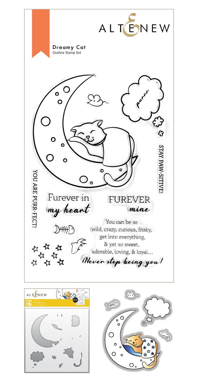 Altenew Stamp & Die & Stencil Bundle Dreamy Cat Stamp & Die & Stencil Bundle