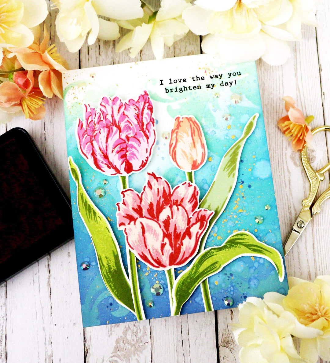 Altenew Stamp & Die & Stencil Bundle Exotic Tulips Stamp & Die & Mask Stencil Bundle