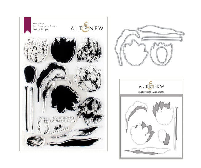 Altenew Stamp & Die & Stencil Bundle Exotic Tulips Stamp & Die & Mask Stencil Bundle