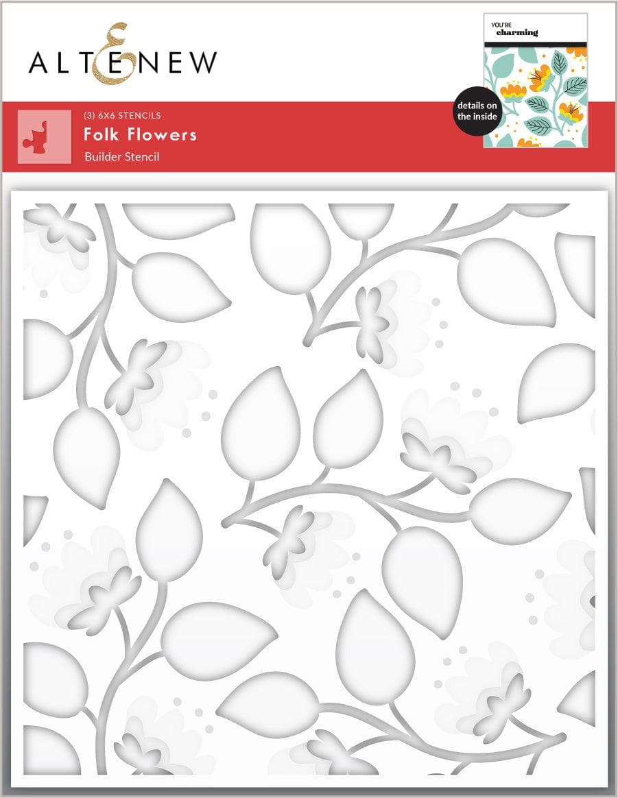 Altenew Stamp & Die & Stencil Bundle Folk Flowers Stamp & Die & Stencil Bundle