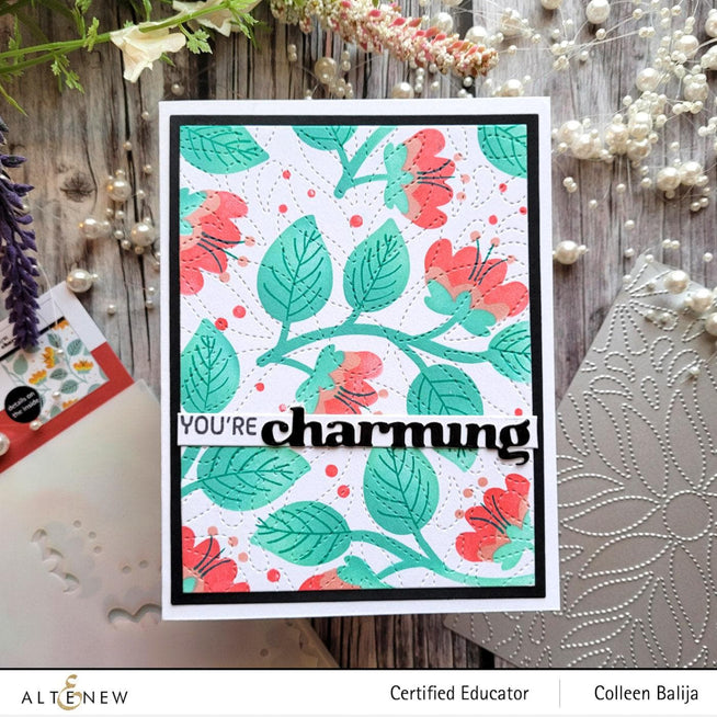 Altenew Stamp & Die & Stencil Bundle Folk Flowers Stamp & Die & Stencil Bundle
