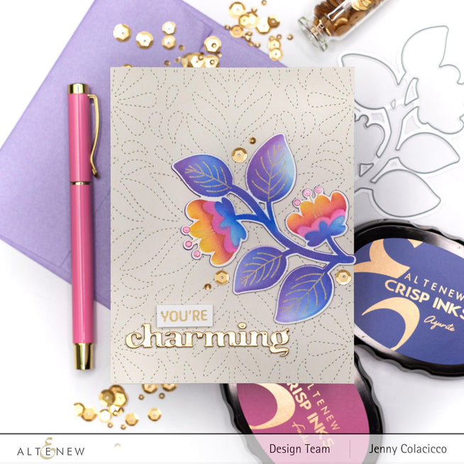 Altenew Stamp & Die & Stencil Bundle Folk Flowers Stamp & Die & Stencil Bundle