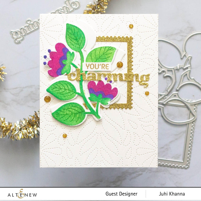 Altenew Stamp & Die & Stencil Bundle Folk Flowers Stamp & Die & Stencil Bundle