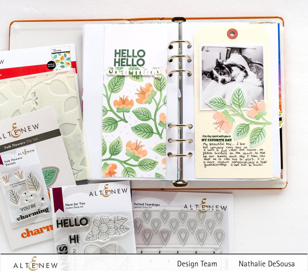 Altenew Stamp & Die & Stencil Bundle Folk Flowers Stamp & Die & Stencil Bundle