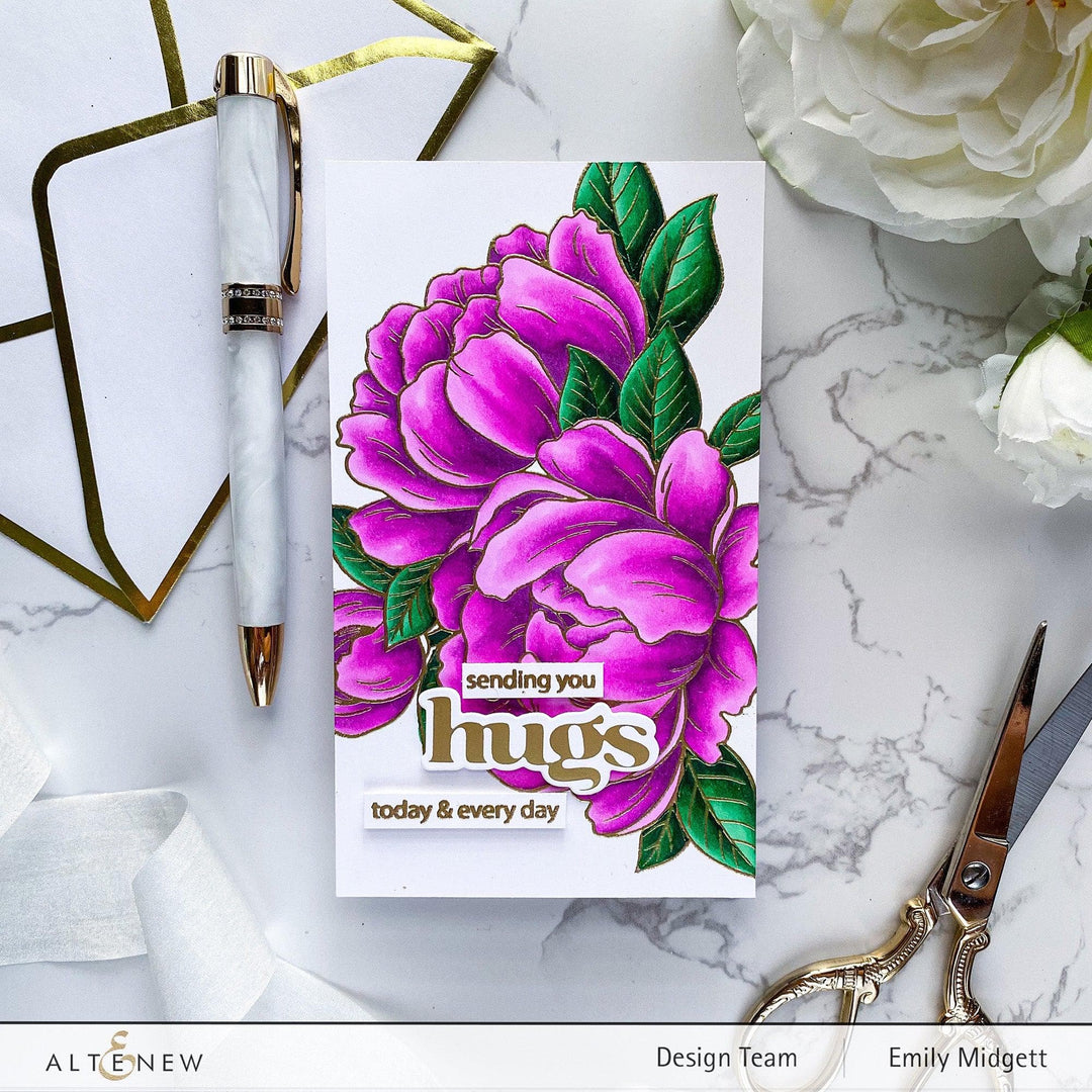 Altenew Stamp & Die & Stencil Bundle Gracious Peonies Complete Product Bundle