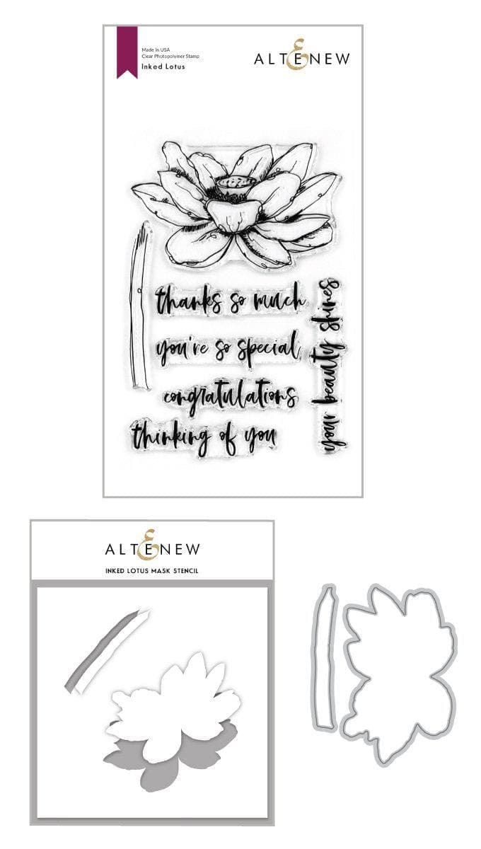 Altenew Stamp & Die & Stencil Bundle Inked Lotus Stamp & Die & Mask Stencil Bundle