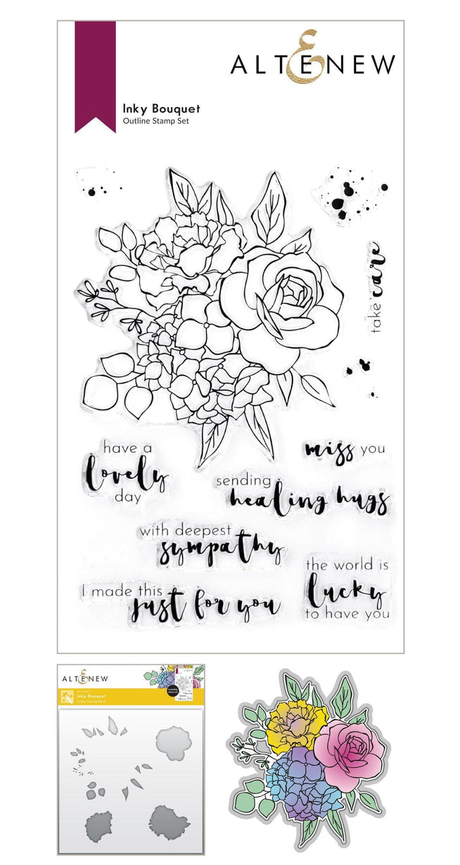 Altenew | Card Making, Scrapbooking & Paper-Crafting Supplies! Stamp & Die & Stencil Bundle Inky Bouquet Stamp & Die & Coloring Stencil Bundle