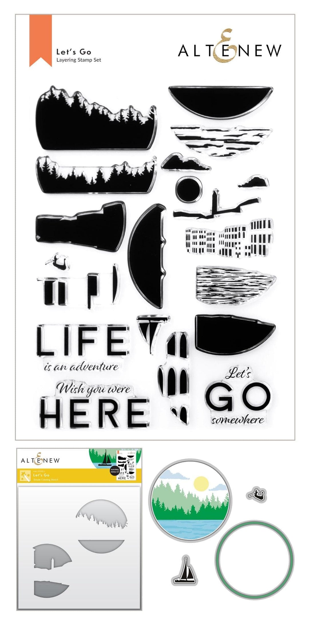 Altenew | Card Making, Scrapbooking & Paper-Crafting Supplies! Stamp & Die & Stencil Bundle Let's Go Stamp & Die & Coloring Stencil Bundle