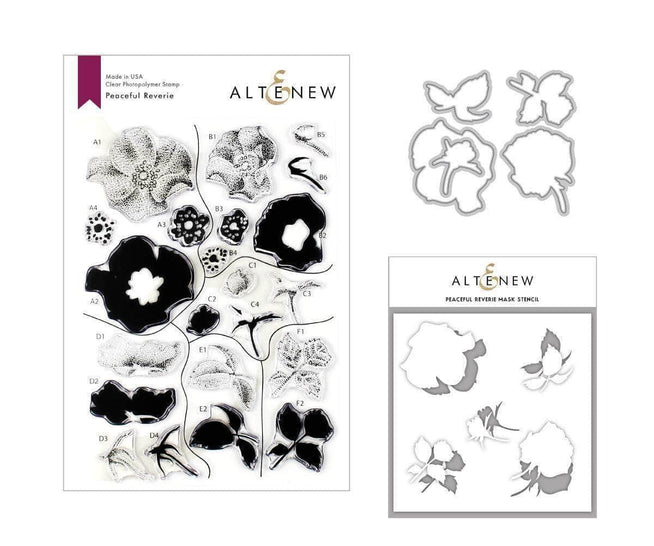 Altenew Stamp & Die & Stencil Bundle Peaceful Reverie Stamp & Die & Mask Stencil Bundle