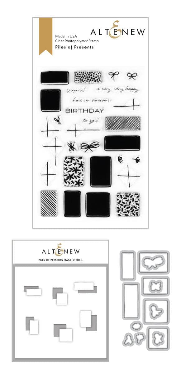 Altenew Stamp & Die & Stencil Bundle Piles of Presents Stamp & Die & Mask Stencil Bundle