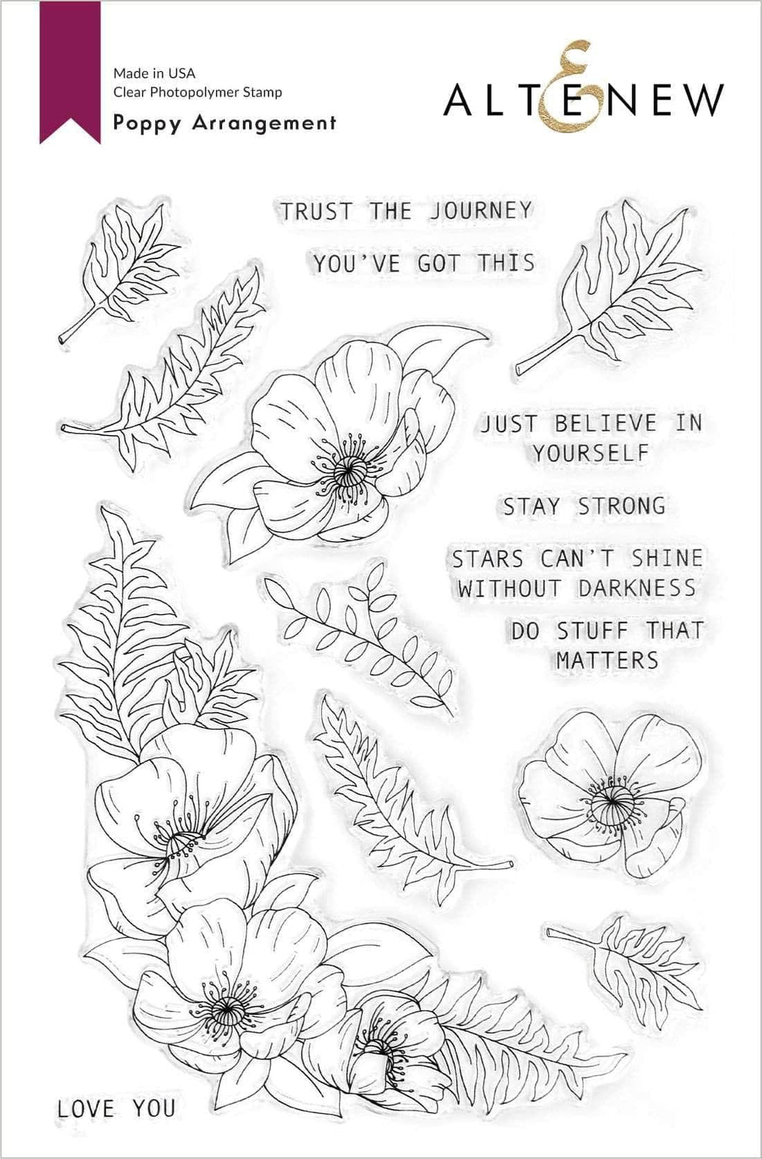 Altenew Stamp & Die & Stencil Bundle Poppy Arrangement Stamp & Die & Stencil Bundle