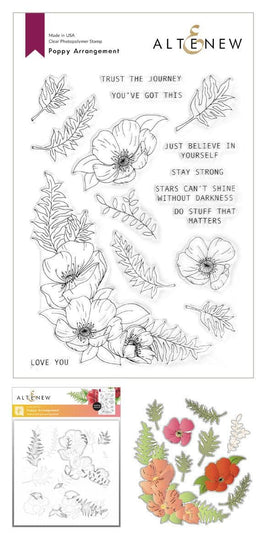 Altenew Stamp & Die & Stencil Bundle Poppy Arrangement Stamp & Die & Stencil Bundle