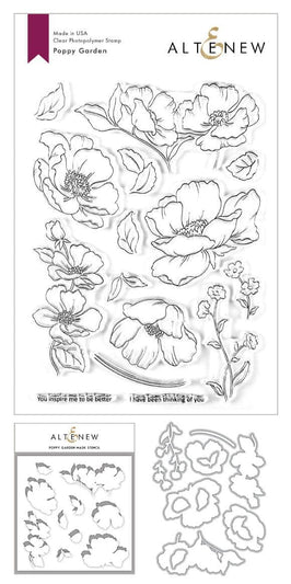 Altenew Stamp & Die & Stencil Bundle Poppy Garden Stamp & Die & Mask Stencil Bundle