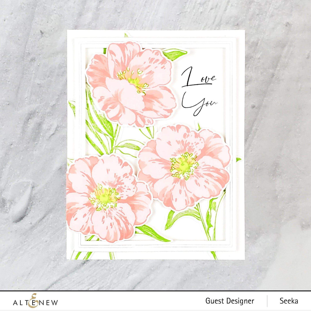 Altenew Stamp & Die & Stencil Bundle Queen Anemone Stamp & Die & Coloring Stencil Bundle