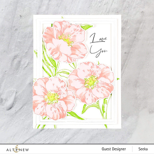 Altenew Stamp & Die & Stencil Bundle Queen Anemone Stamp & Die & Coloring Stencil Bundle