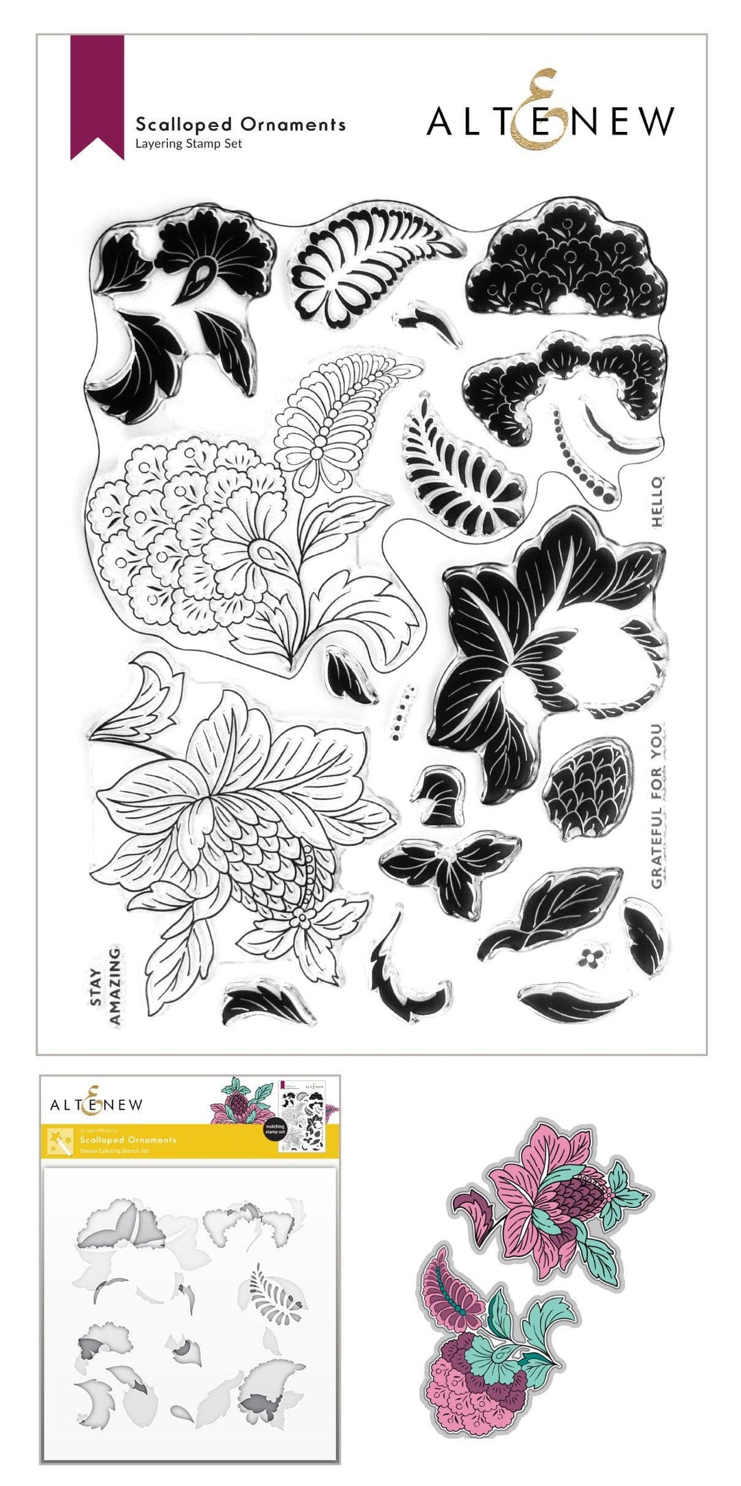 Altenew Stamp & Die & Stencil Bundle Scalloped Ornaments Stamp & Die & Stencil Bundle