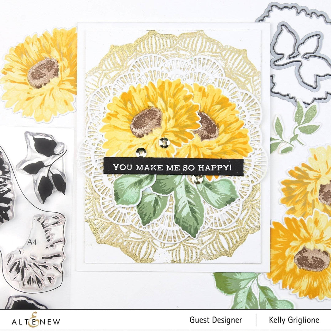 Altenew Stamp & Die & Stencil Bundle Sunflower Daisy Stamp & Die & Mask Stencil Bundle