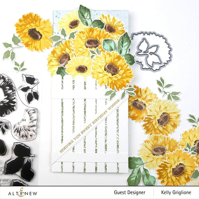Altenew Stamp & Die & Stencil Bundle Sunflower Daisy Stamp & Die & Mask Stencil Bundle