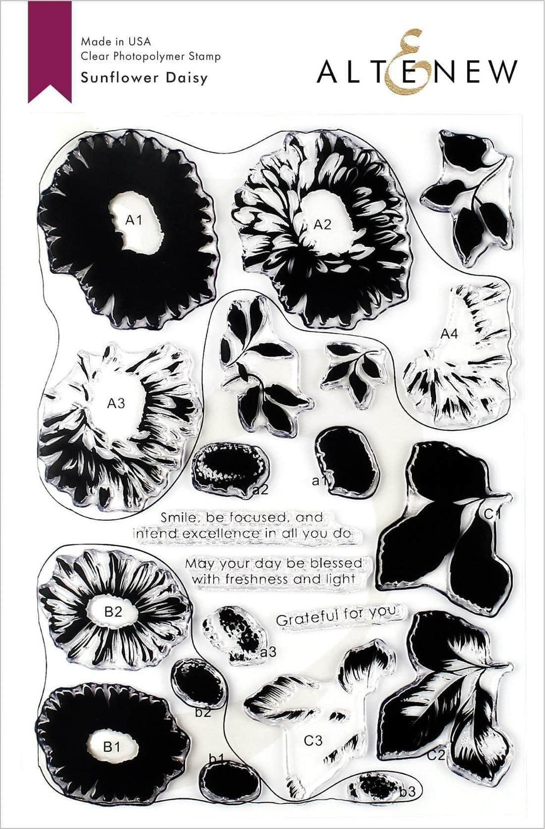 Altenew Stamp & Die & Stencil Bundle Sunflower Daisy Stamp & Die & Mask Stencil Bundle
