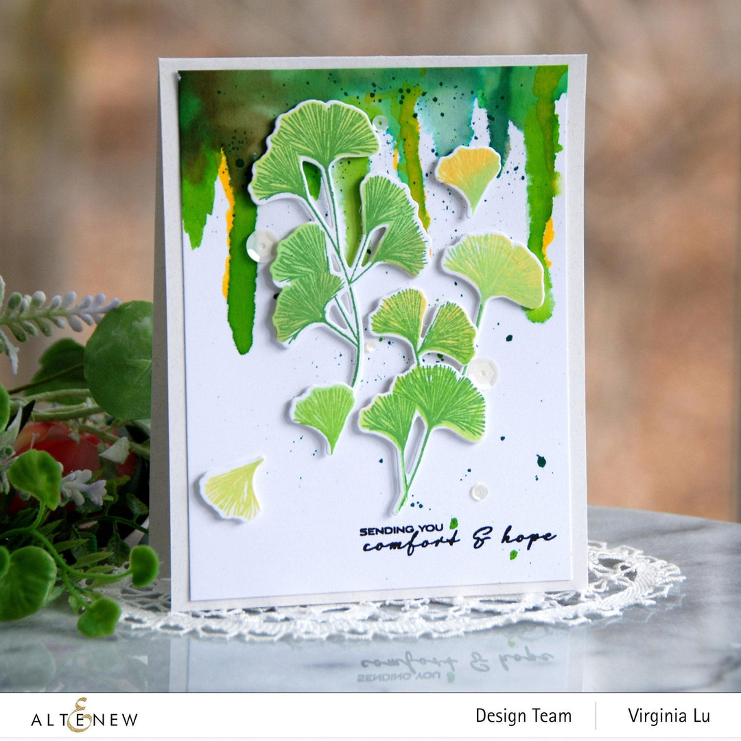 Altenew Stamp & Die & Stencil Bundle Sweet Ginkgo Stamp & Die & Coloring Stencil Bundle