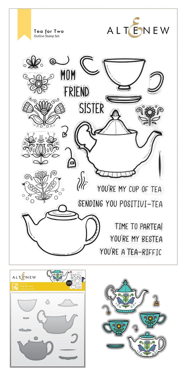 Altenew Stamp & Die & Stencil Bundle Tea for Two Stamp & Die & Stencil Bundle