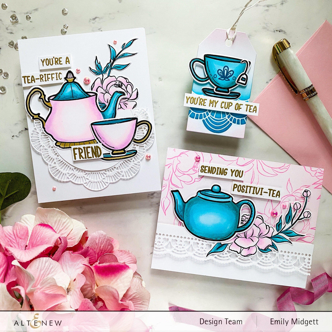 Altenew Stamp & Die & Stencil Bundle Tea for Two Stamp & Die & Stencil Bundle