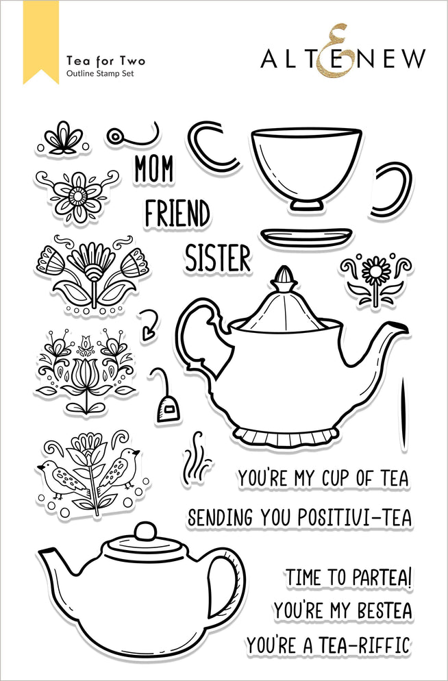 Altenew Stamp & Die & Stencil Bundle Tea for Two Stamp & Die & Stencil Bundle