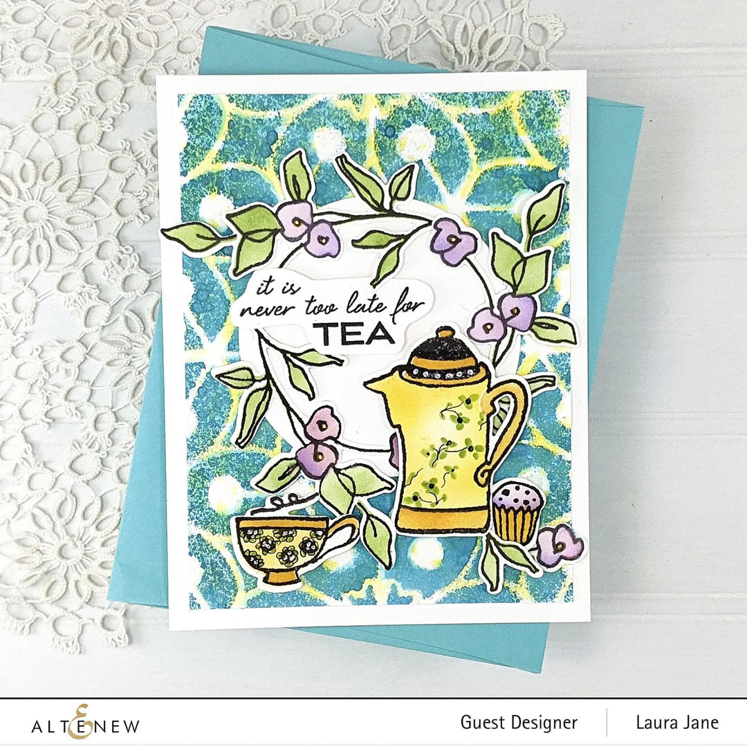 Altenew Stamp & Die & Stencil Bundle Tea Time Stamp & Die & Stencil Bundle