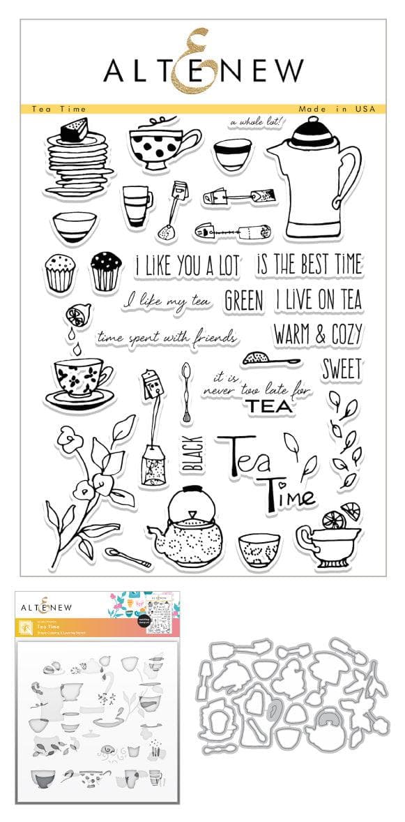 Altenew Stamp & Die & Stencil Bundle Tea Time Stamp & Die & Stencil Bundle