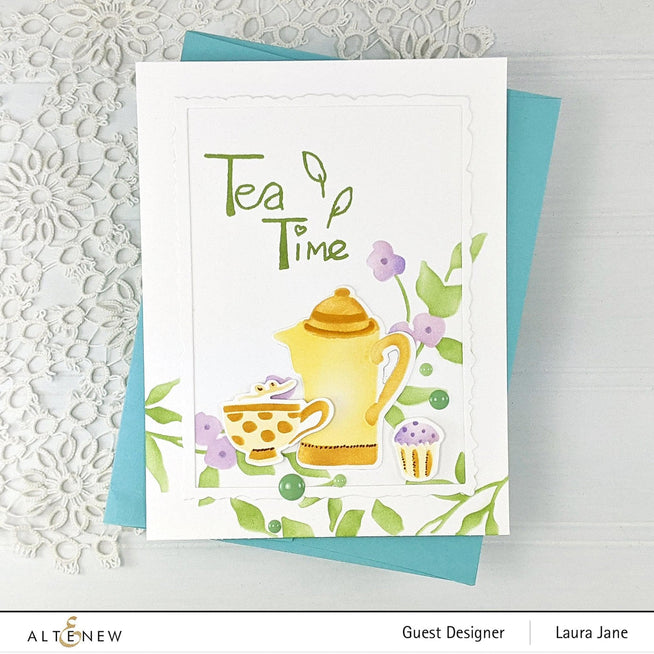 Altenew Stamp & Die & Stencil Bundle Tea Time Stamp & Die & Stencil Bundle