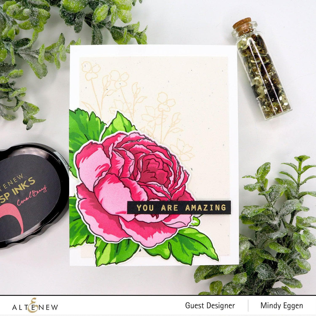 Altenew Stamp & Die & Stencil Bundle Tranquility Rose Stamp & Die & Coloring Stencil Bundle