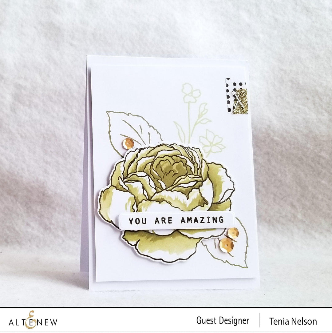 Altenew Stamp & Die & Stencil Bundle Tranquility Rose Stamp & Die & Coloring Stencil Bundle