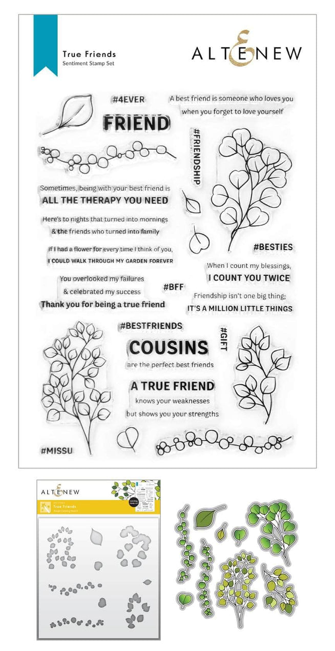 Altenew Stamp & Die & Stencil Bundle True Friends Stamp & Die & Coloring Stencil Bundle