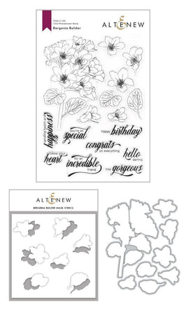 Altenew Stamp & Die & Stencil Bundle Bergenia Builder Stamp & Die & Mask Stencil Bundle