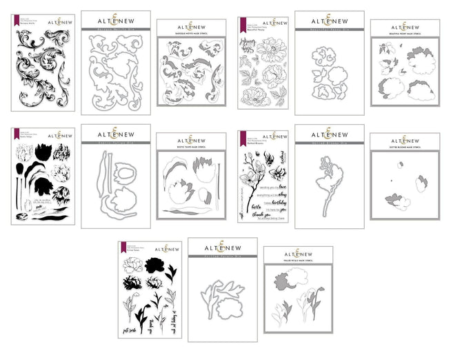 Altenew Stamp & Die & Stencil Bundle Z - Better Together Coordinating Stamp & Die & Mask Stencil Bundle