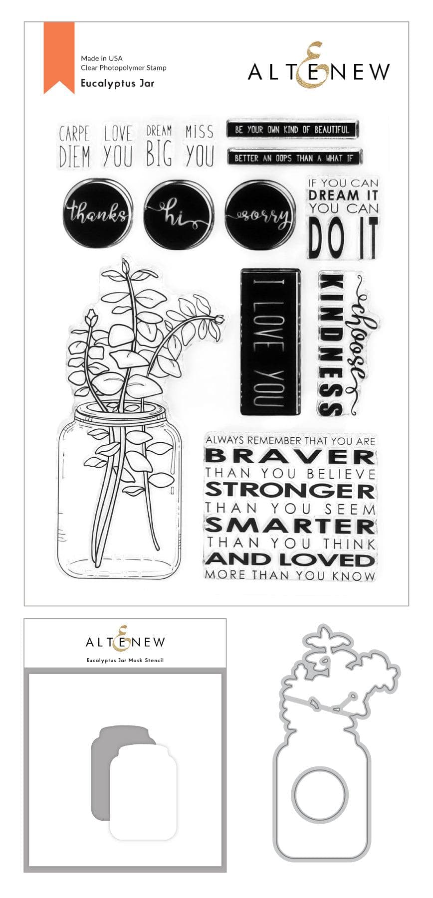 Altenew Stamp & Die & Stencil Bundle Eucalyptus Jar Stamp & Die & Mask Stencil Bundle