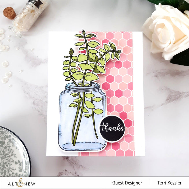 Altenew Stamp & Die & Stencil Bundle Eucalyptus Jar Stamp & Die & Mask Stencil Bundle