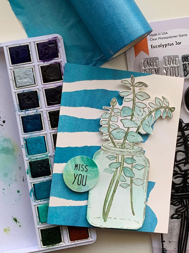 Altenew Stamp & Die & Stencil Bundle Eucalyptus Jar Stamp & Die & Mask Stencil Bundle