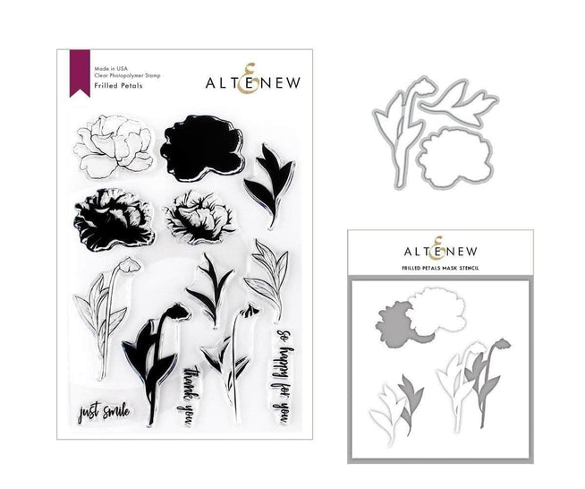 Altenew Stamp & Die & Stencil Bundle Z - Frilled Petals Stamp & Die & Mask Stencil Bundle