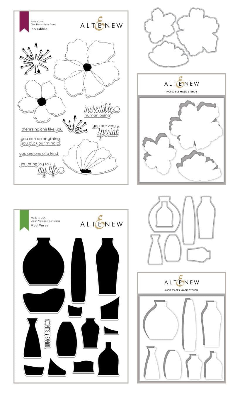 Altenew Stamp & Die & Stencil Bundle Nature's Beauty Coordinating Stamp & Die & Mask Stencil Bundle
