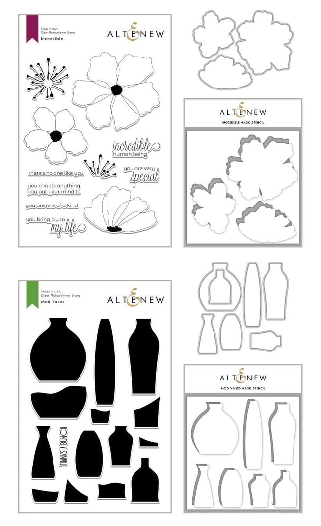 Altenew Stamp & Die & Stencil Bundle Nature's Beauty Coordinating Stamp & Die & Mask Stencil Bundle