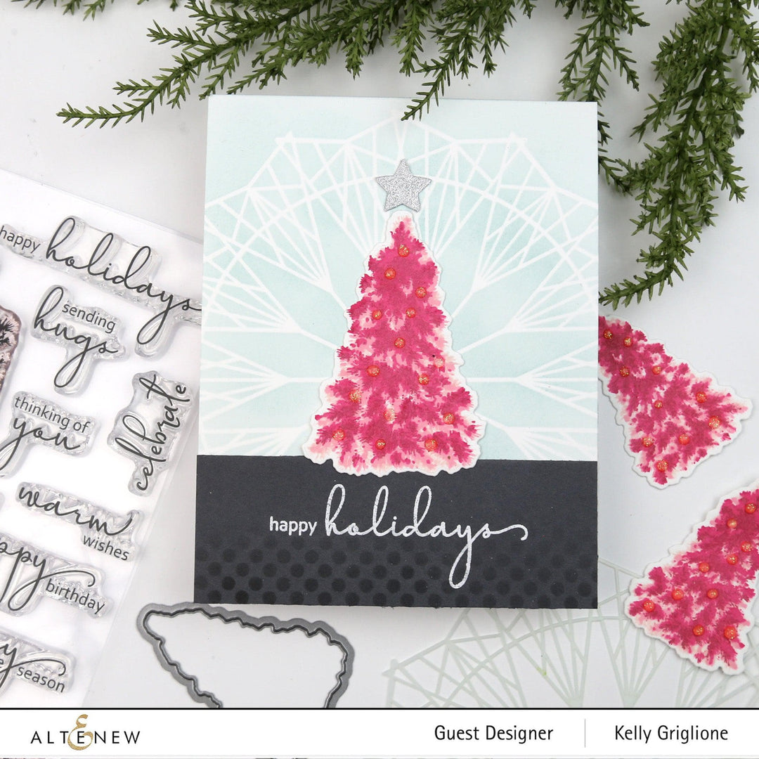 Altenew Stamp & Die & Stencil Bundle Plentiful Pine Stamp & Die & Mask Stencil Bundle