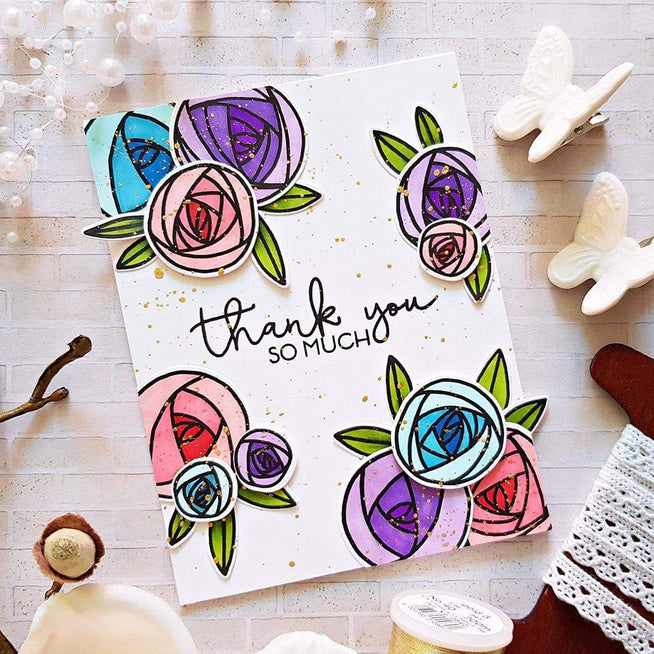 Altenew Stamp & Die & Stencil Bundle Rennie Roses Stamp & Die & Mask Stencil Bundle