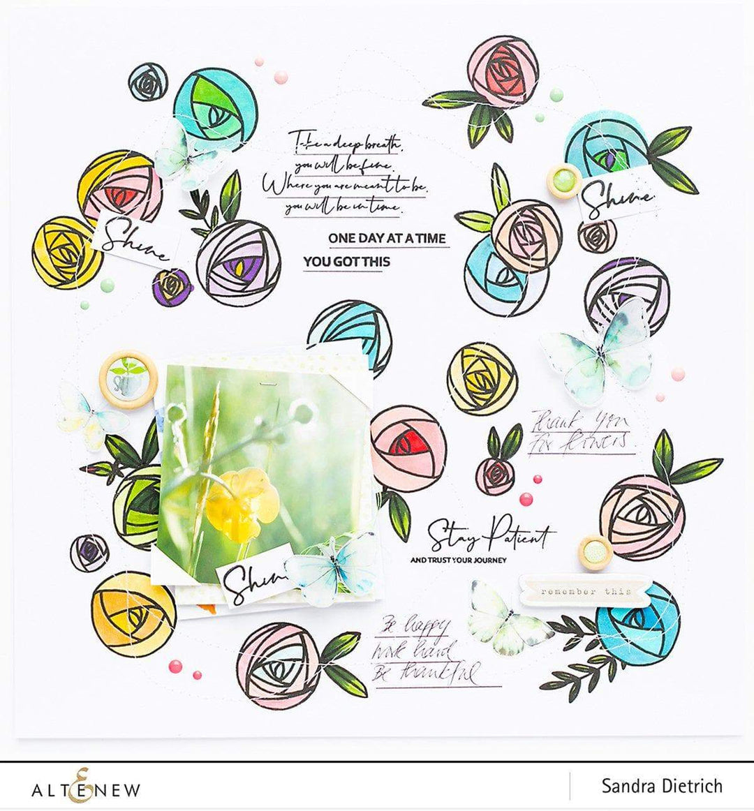 Altenew Stamp & Die & Stencil Bundle Rennie Roses Stamp & Die & Mask Stencil Bundle
