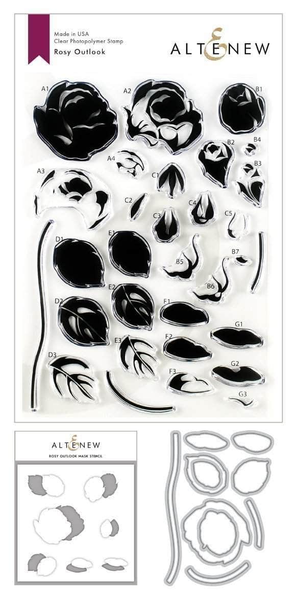 Retired - Rosy Outlook Stamp & Die & Mask Stencil Bundle - Altenew