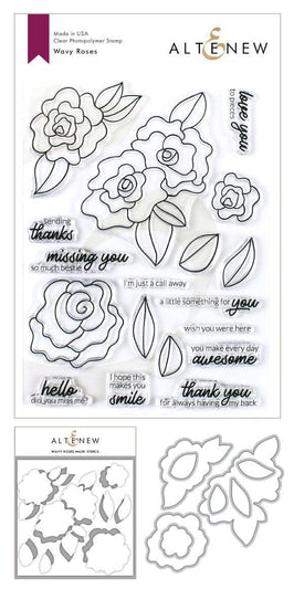 Altenew Stamp & Die & Stencil Bundle Wavy Roses Stamp & Die & Mask Stencil Bundle