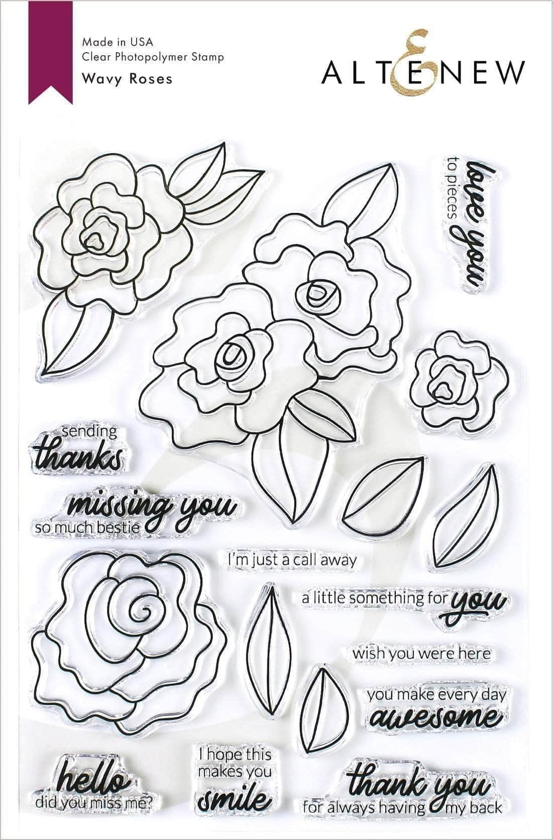 Altenew Stamp & Die & Stencil Bundle Wavy Roses