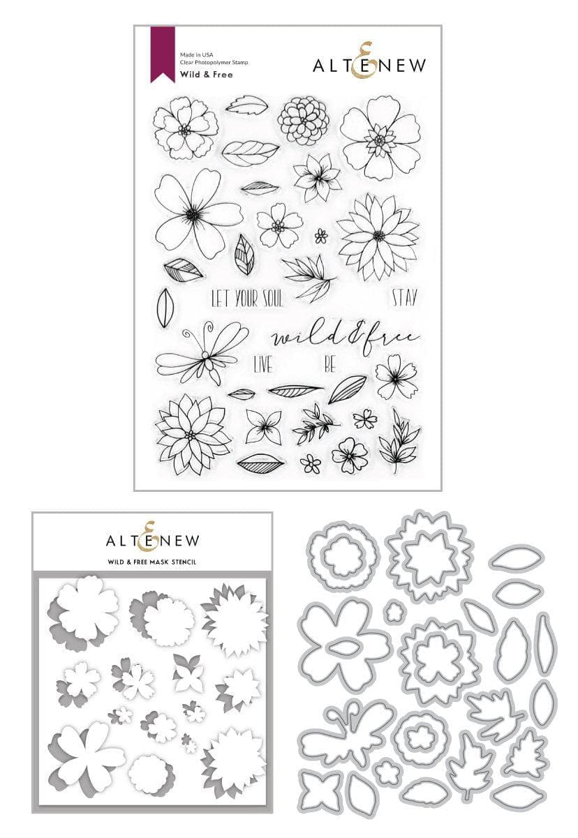 Altenew Stamp & Die & Stencil Bundle Wild & Free Stamp & Die & Mask Stencil Bundle